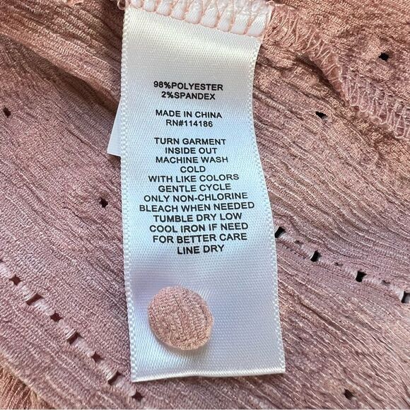 Frye Blush Pink Textured Long Puff Sleeve Western Cottagecore Blouse SZ XL - Picture 9 of 13